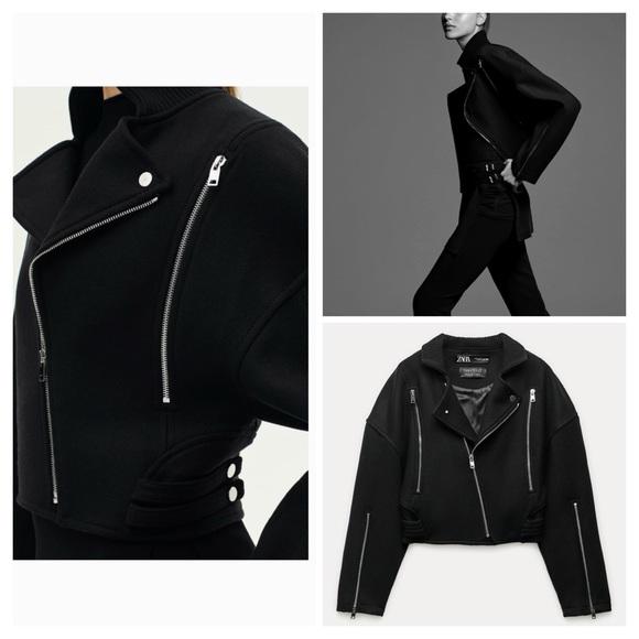 ZARA Manteco 75% Italian wool biker jacket - Picture 2 of 12